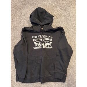 Levi Strauss Co Sweatshirt Mens L Black Hoodie Sweatshirt Graphic Logo Pullover